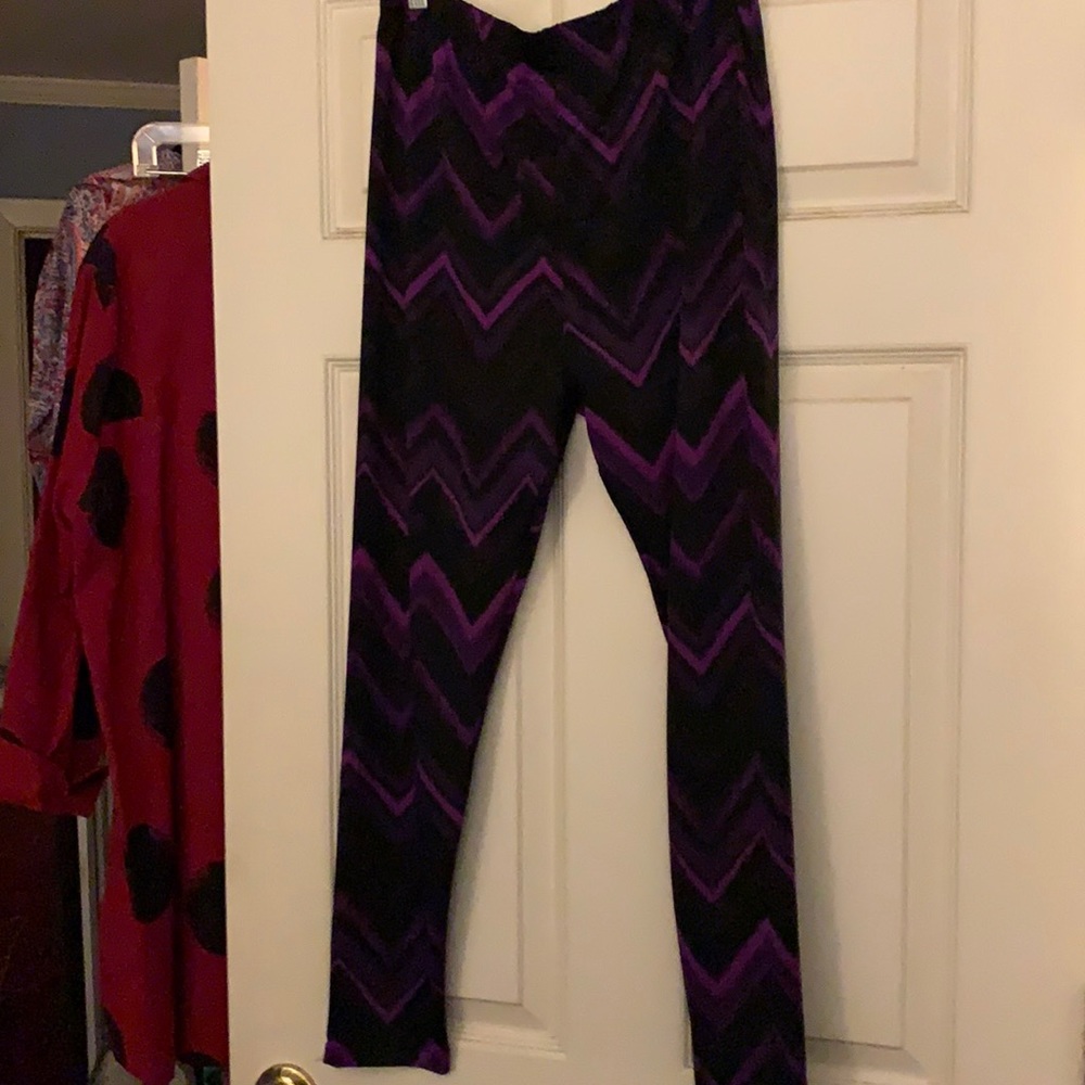 Purple and black leggings